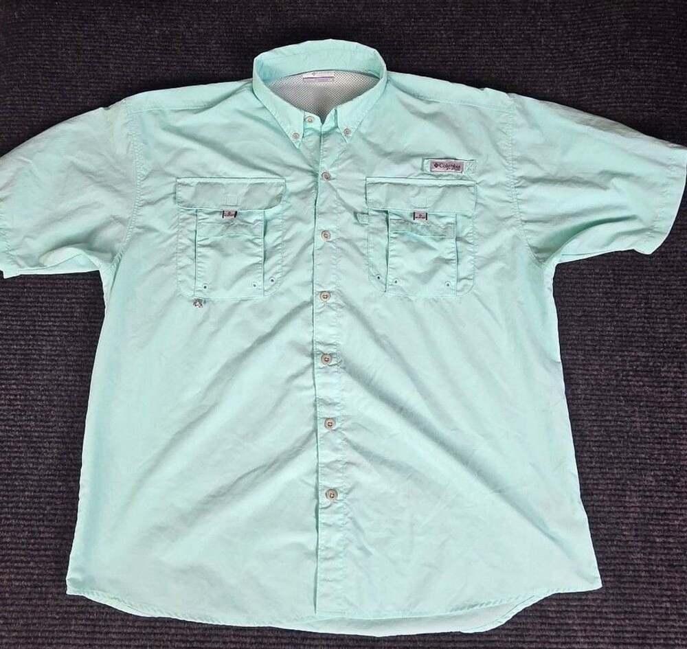 Columbia PFG Bahama II Short Sleeve Shirt Size L Light Green
